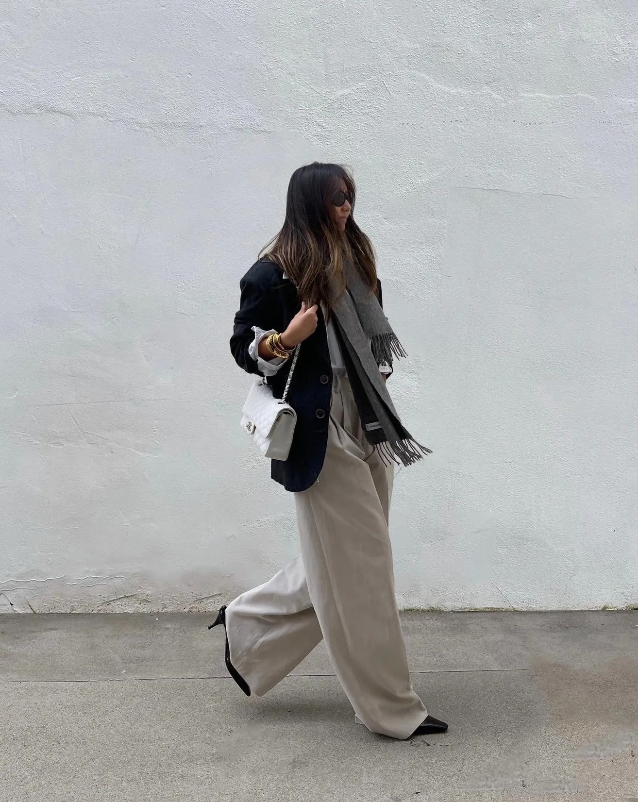 Beige Twill Cotton Pants