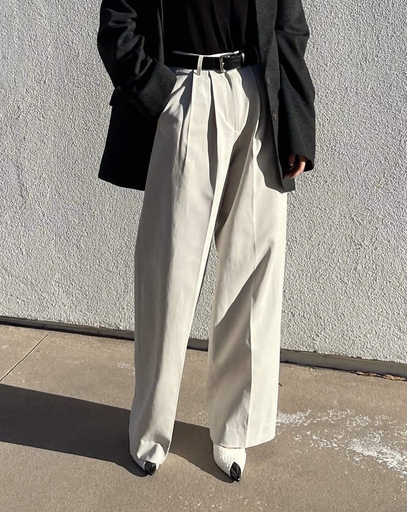 Beige Twill Cotton Pants