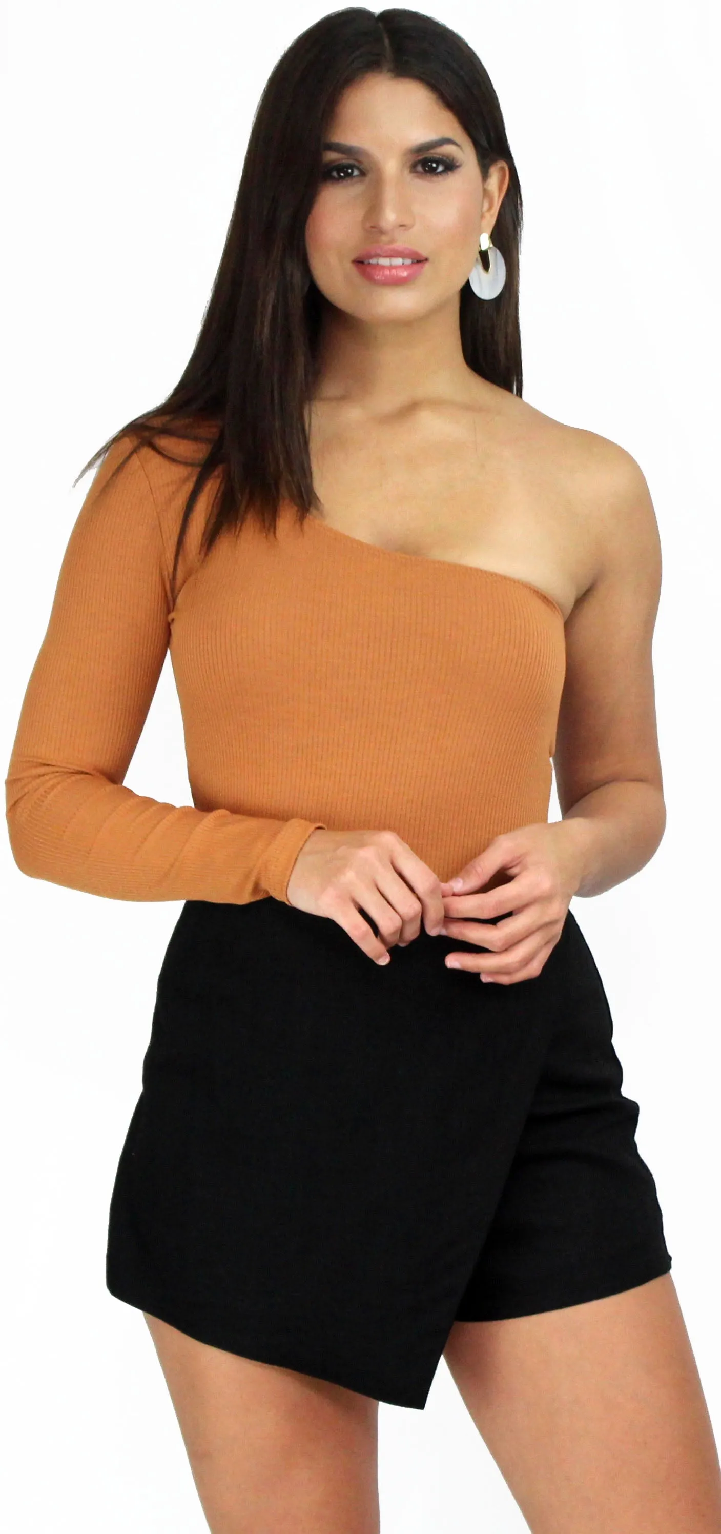 Beside Me One-Shoulder Amber Bodysuit