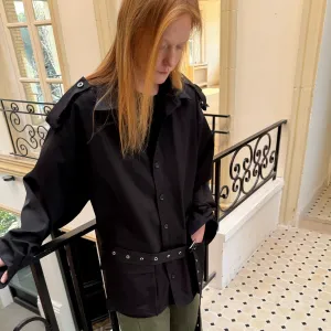 Black Belted Shirt Jacket