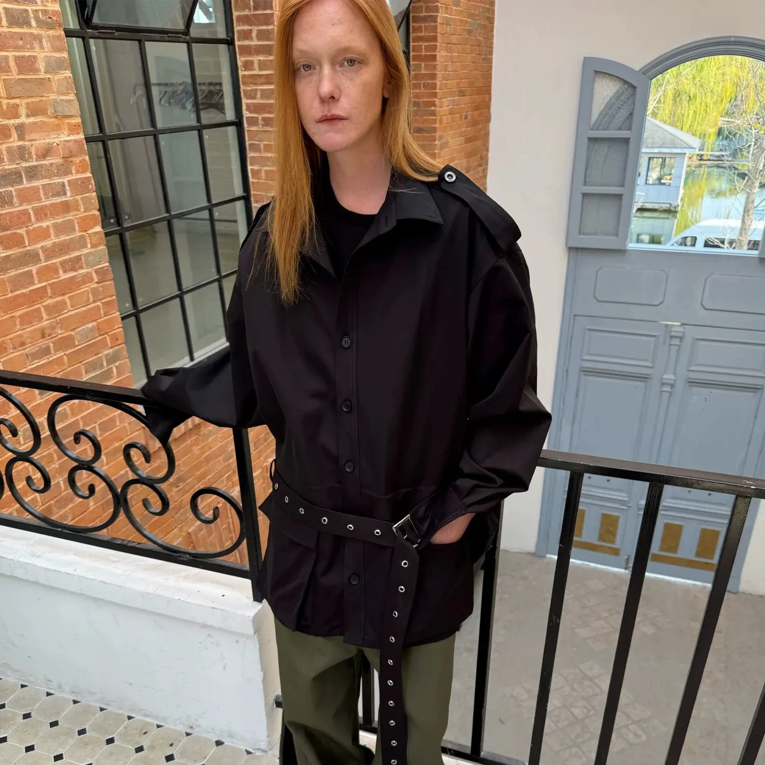 Black Belted Shirt Jacket