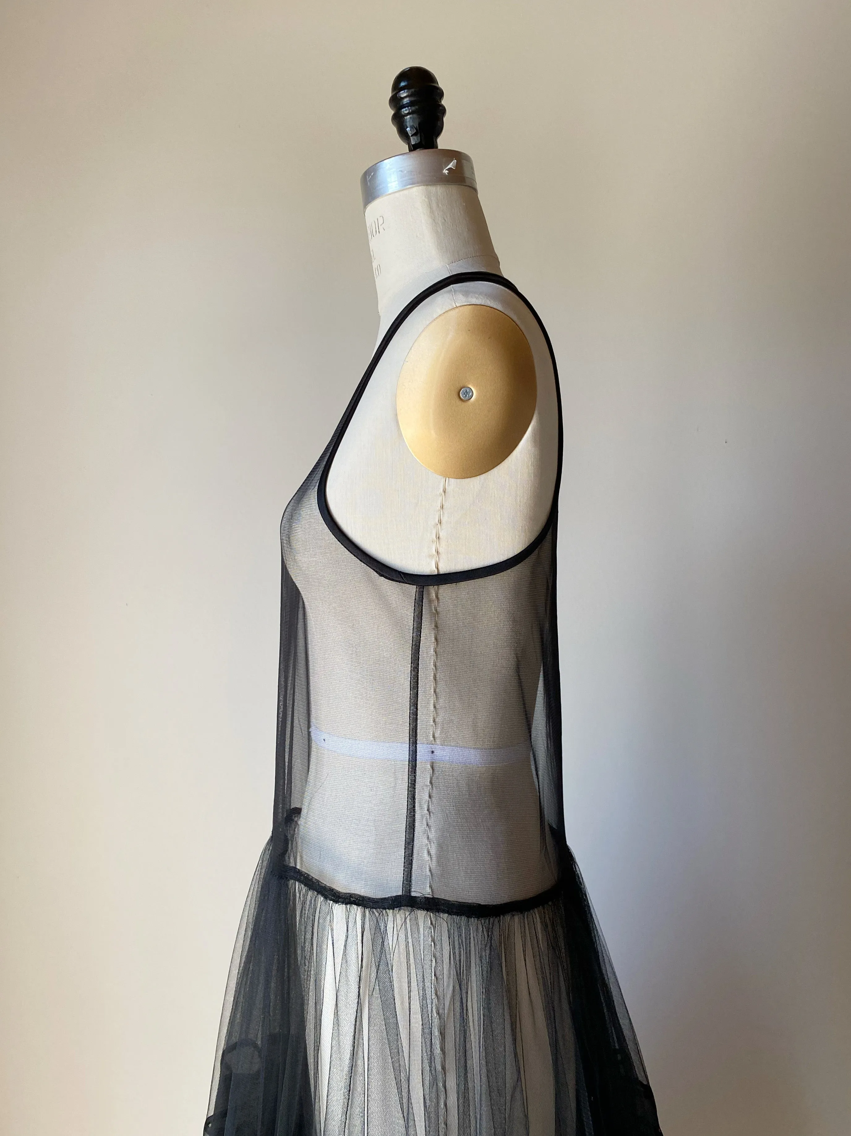 black crinoline with silk organza tier
