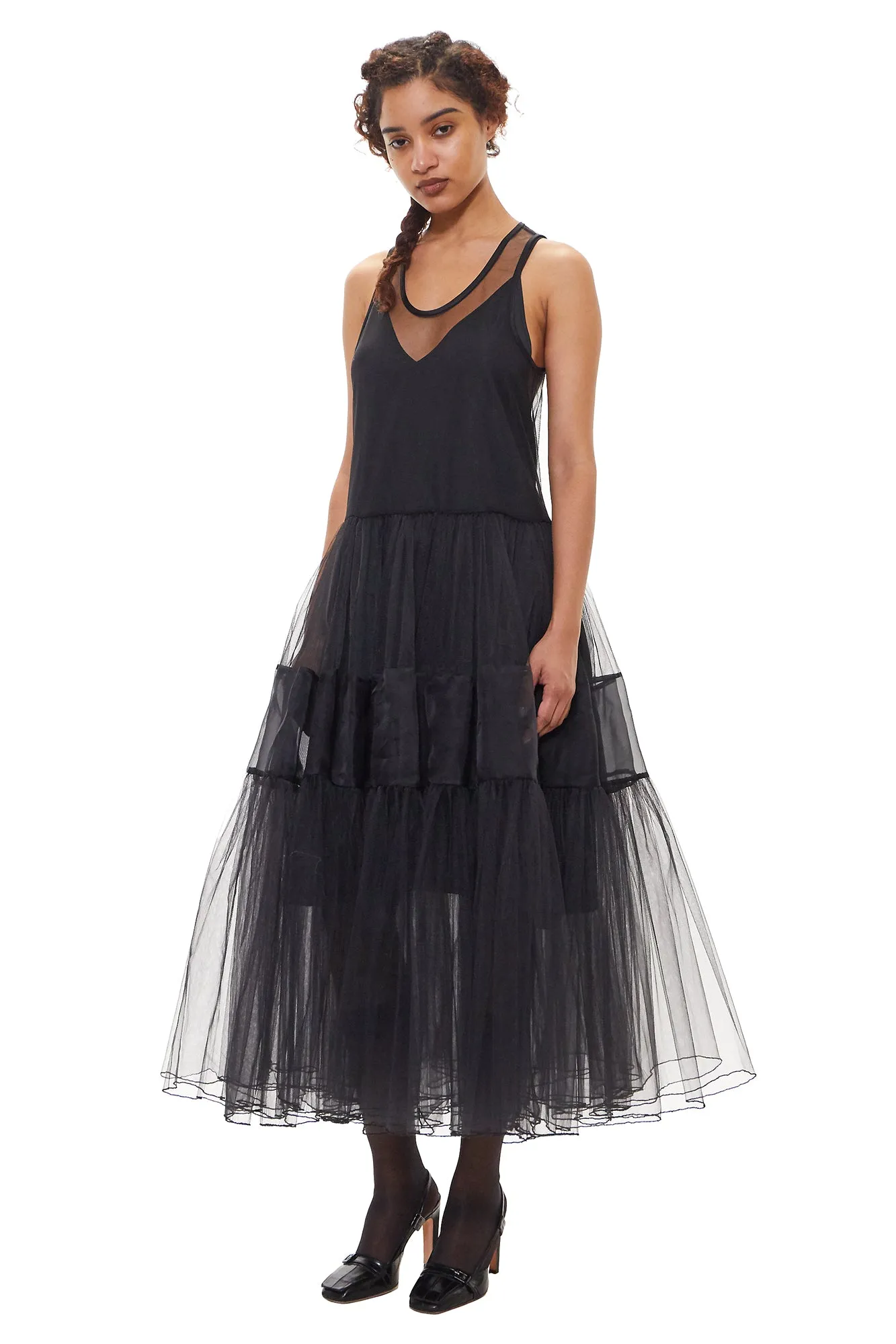 black crinoline with silk organza tier