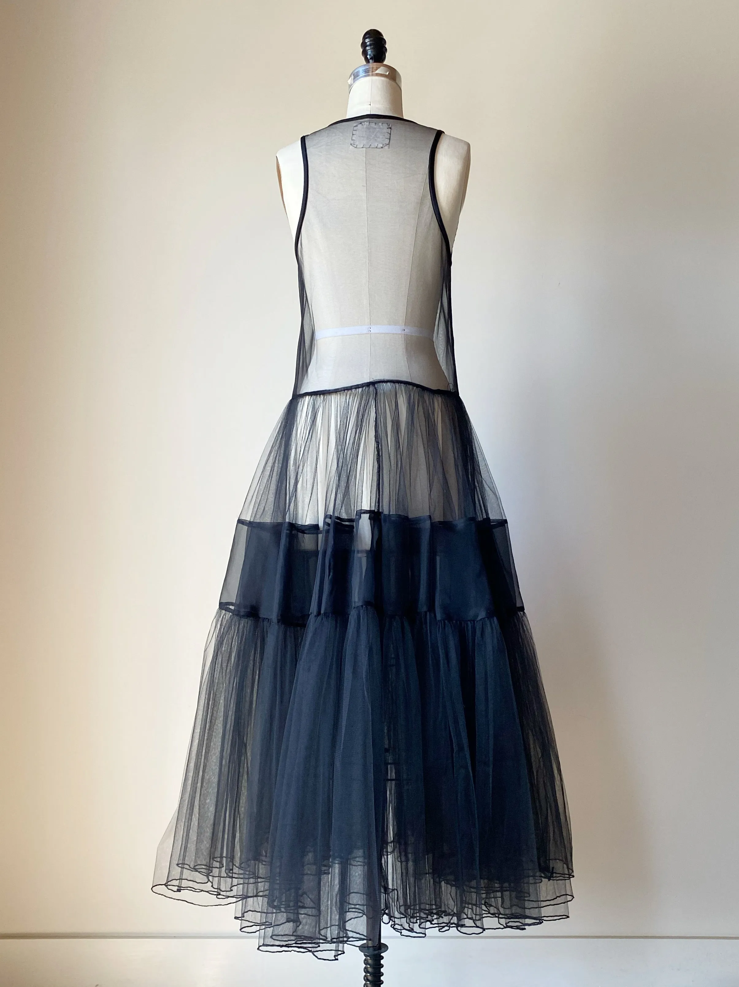 black crinoline with silk organza tier