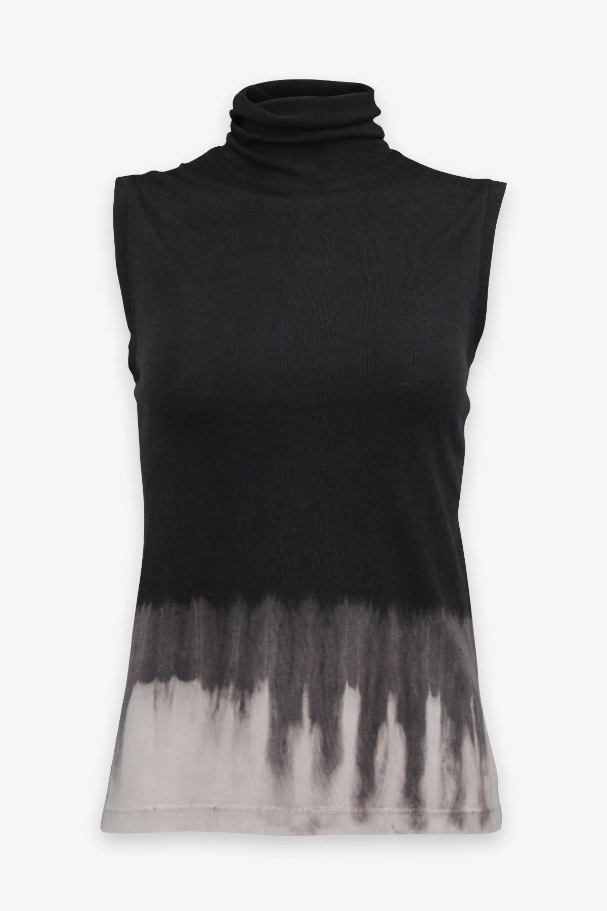 Black Horizon Jersey Sleeveless Turtleneck