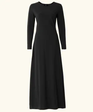 Black Long Sleeve Maxi Slip Dress