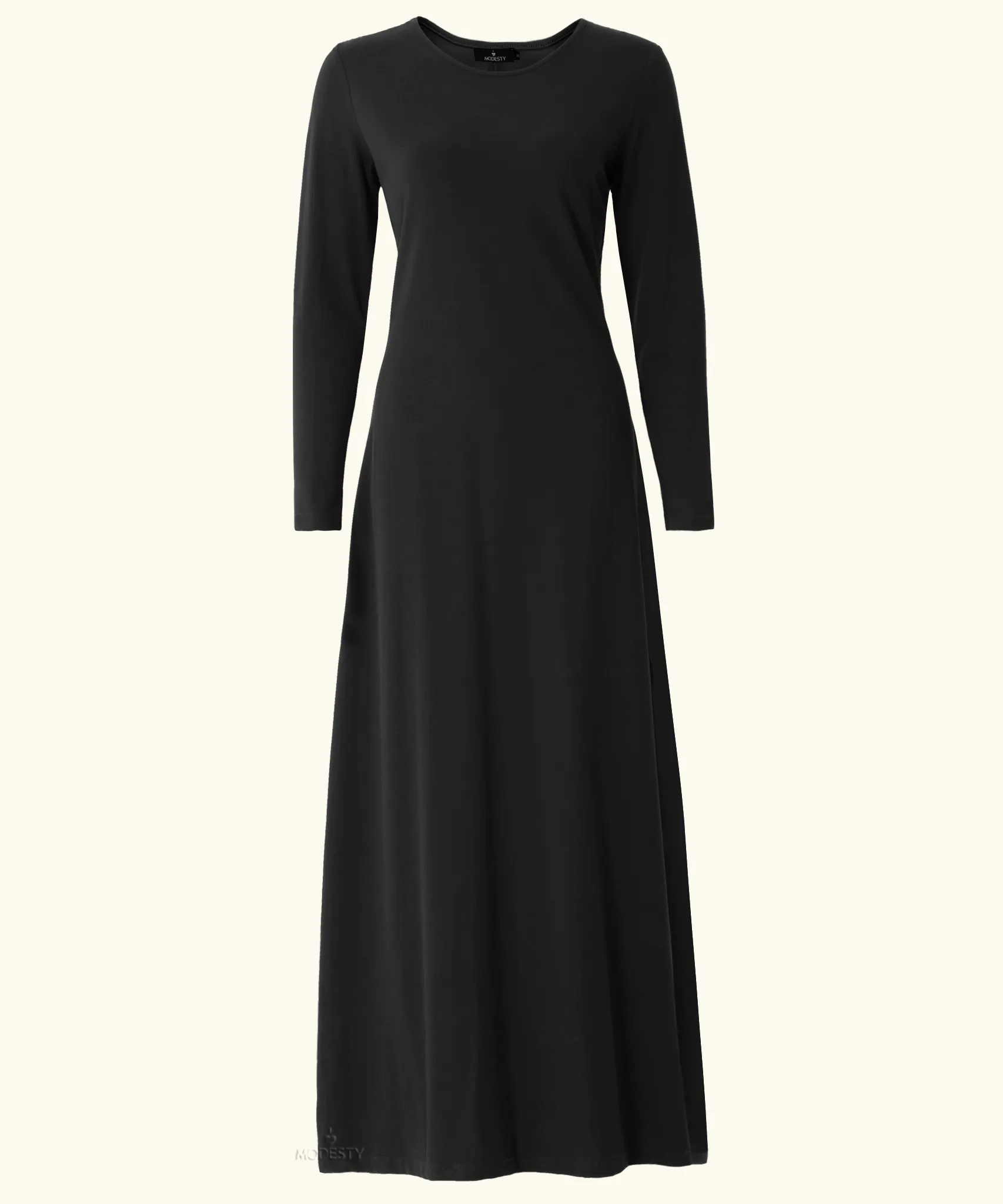 Black Long Sleeve Maxi Slip Dress