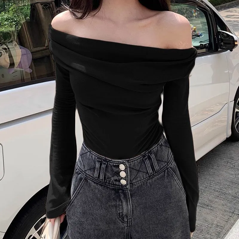 Black Off Shoulder Fitted Top