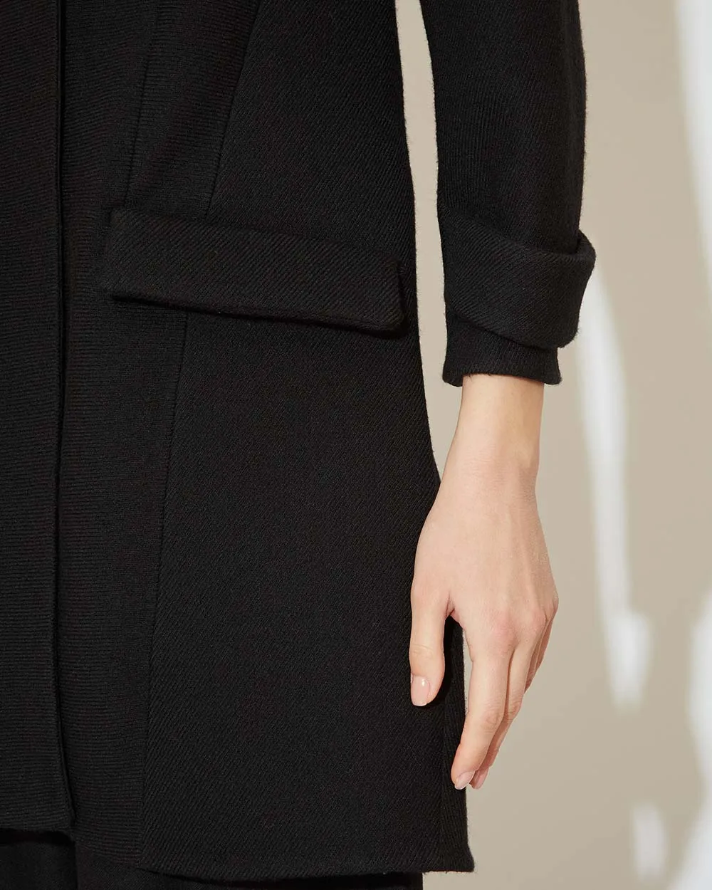 Black Wool Pocketed Coat