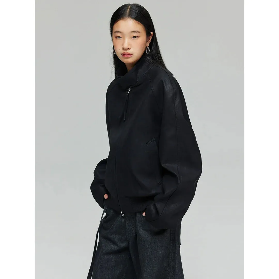 Black Zip-Up Bomber Jacket