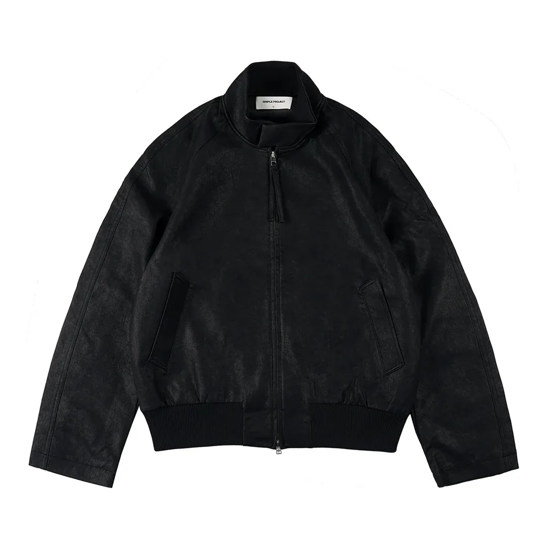 Black Zip-Up Bomber Jacket