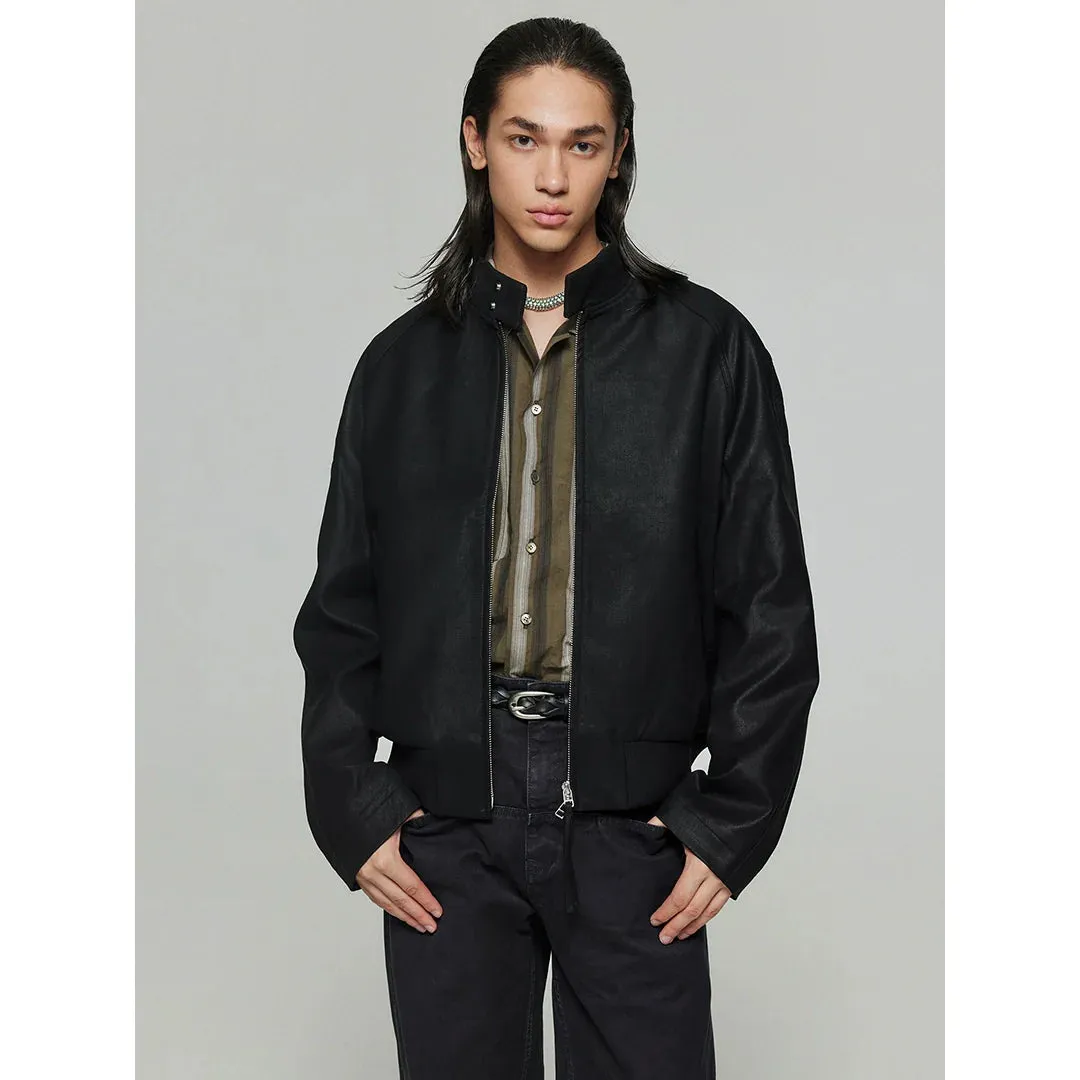 Black Zip-Up Bomber Jacket