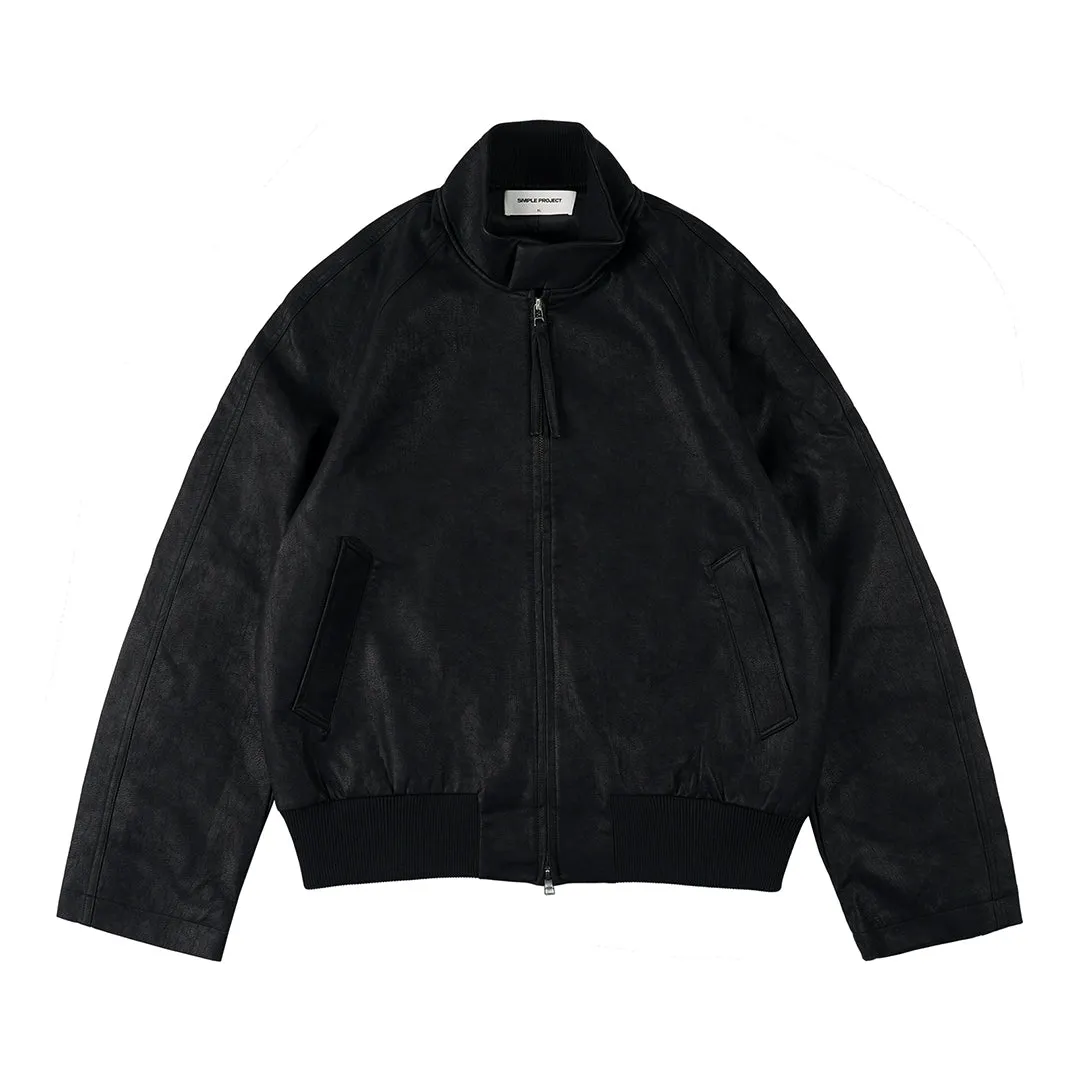Black Zip-Up Bomber Jacket