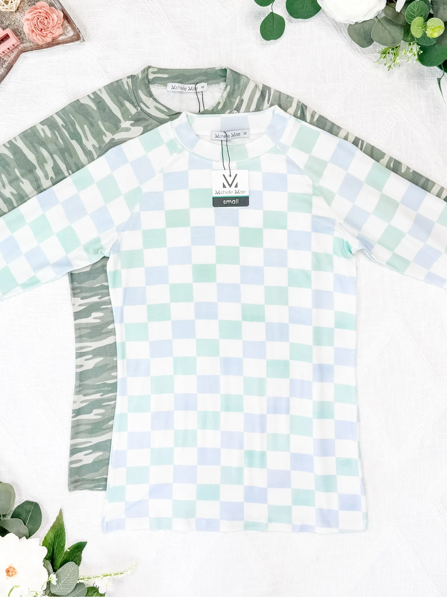 Blair Long Sleeve Top - Blue and Mint Checker