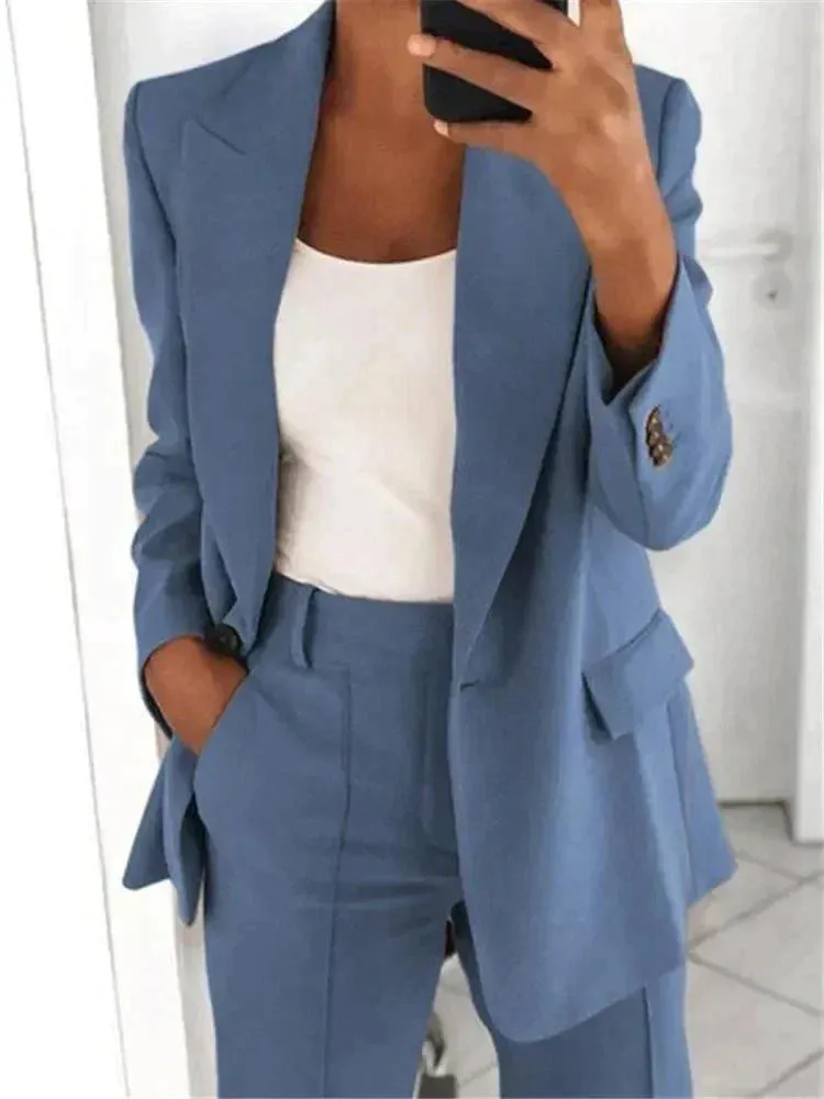 Blazer Luxe™ | Women's Blazer & Wide-Leg Pants Set | Tailored Fit, Lightweight Fabric, Stylish Ensemble