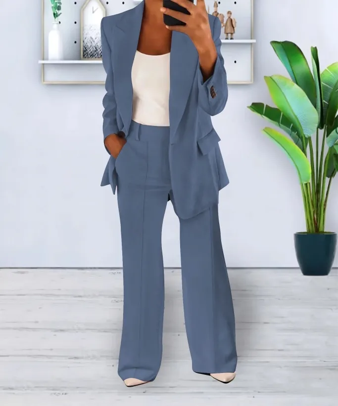 Blazer Luxe™ | Women's Blazer & Wide-Leg Pants Set | Tailored Fit, Lightweight Fabric, Stylish Ensemble