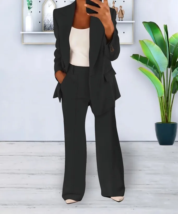 Blazer Luxe™ | Women's Blazer & Wide-Leg Pants Set | Tailored Fit, Lightweight Fabric, Stylish Ensemble