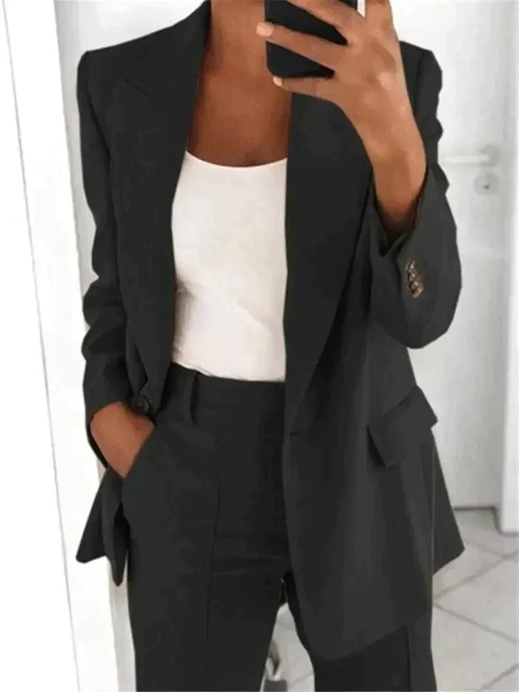 Blazer Luxe™ | Women's Blazer & Wide-Leg Pants Set | Tailored Fit, Lightweight Fabric, Stylish Ensemble