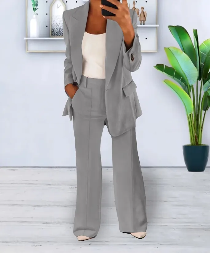 Blazer Luxe™ | Women's Blazer & Wide-Leg Pants Set | Tailored Fit, Lightweight Fabric, Stylish Ensemble