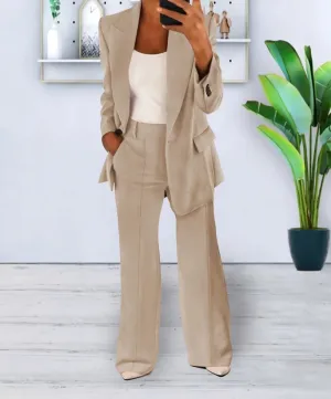 Blazer Luxe™ | Women's Blazer & Wide-Leg Pants Set | Tailored Fit, Lightweight Fabric, Stylish Ensemble