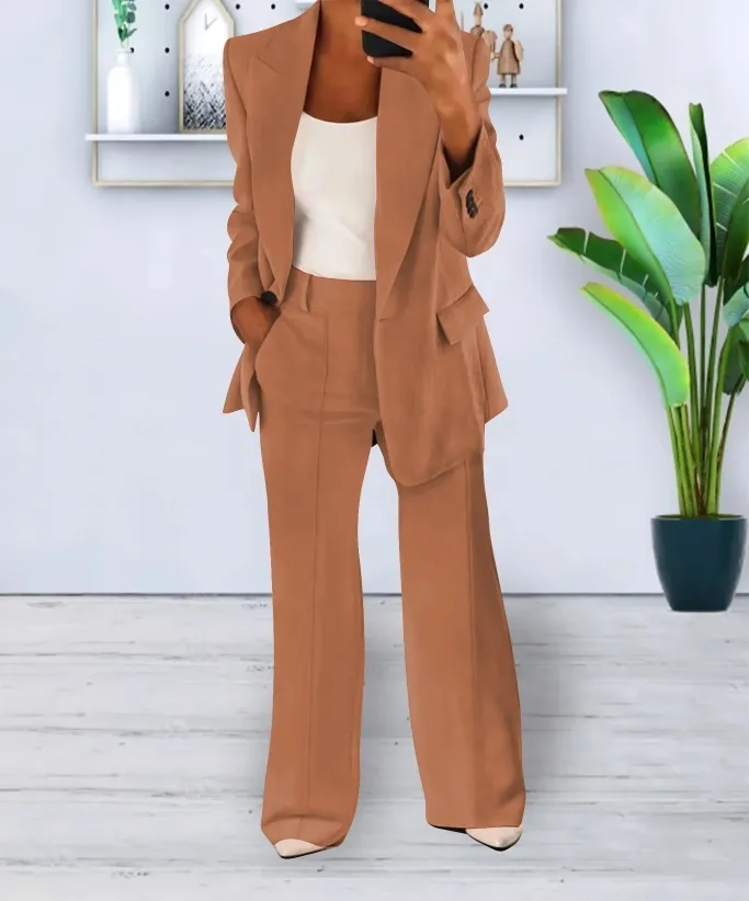 Blazer Luxe™ | Women's Blazer & Wide-Leg Pants Set | Tailored Fit, Lightweight Fabric, Stylish Ensemble