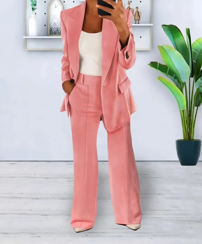 Blazer Luxe™ | Women's Blazer & Wide-Leg Pants Set | Tailored Fit, Lightweight Fabric, Stylish Ensemble
