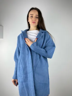 Blue/Grey short Alpaca coat (OS)