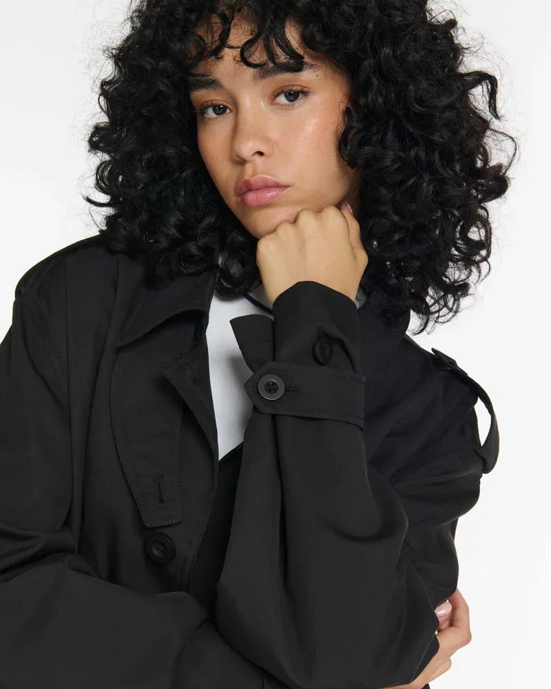 Bristol Sleek Worker Trenchcoat - Black