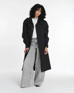 Bristol Sleek Worker Trenchcoat - Black