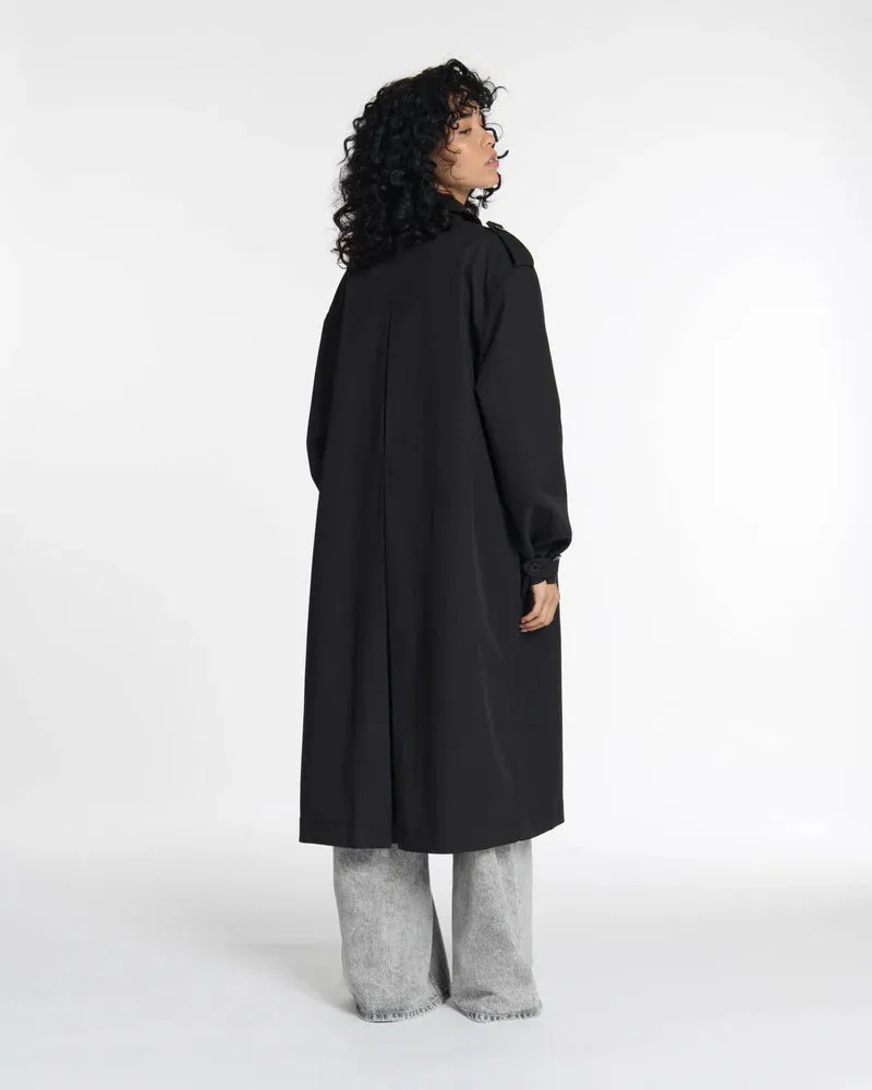 Bristol Sleek Worker Trenchcoat - Black