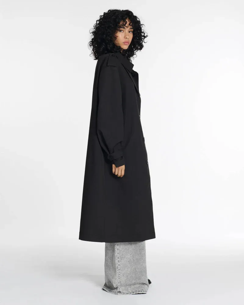 Bristol Sleek Worker Trenchcoat - Black