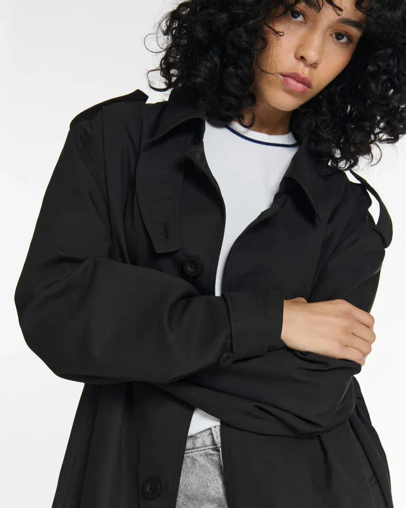 Bristol Sleek Worker Trenchcoat - Black