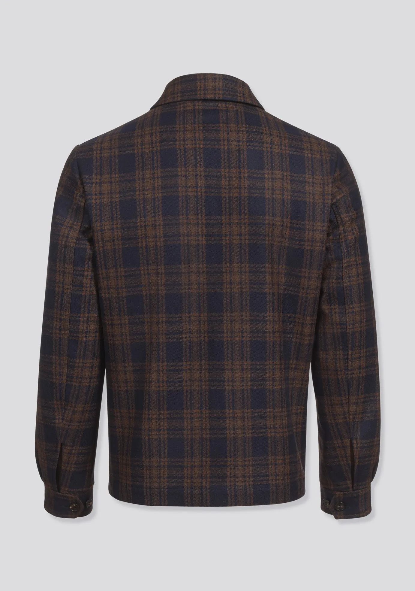 Brown and Blue Check Wool and Cashmere Button up Jacket