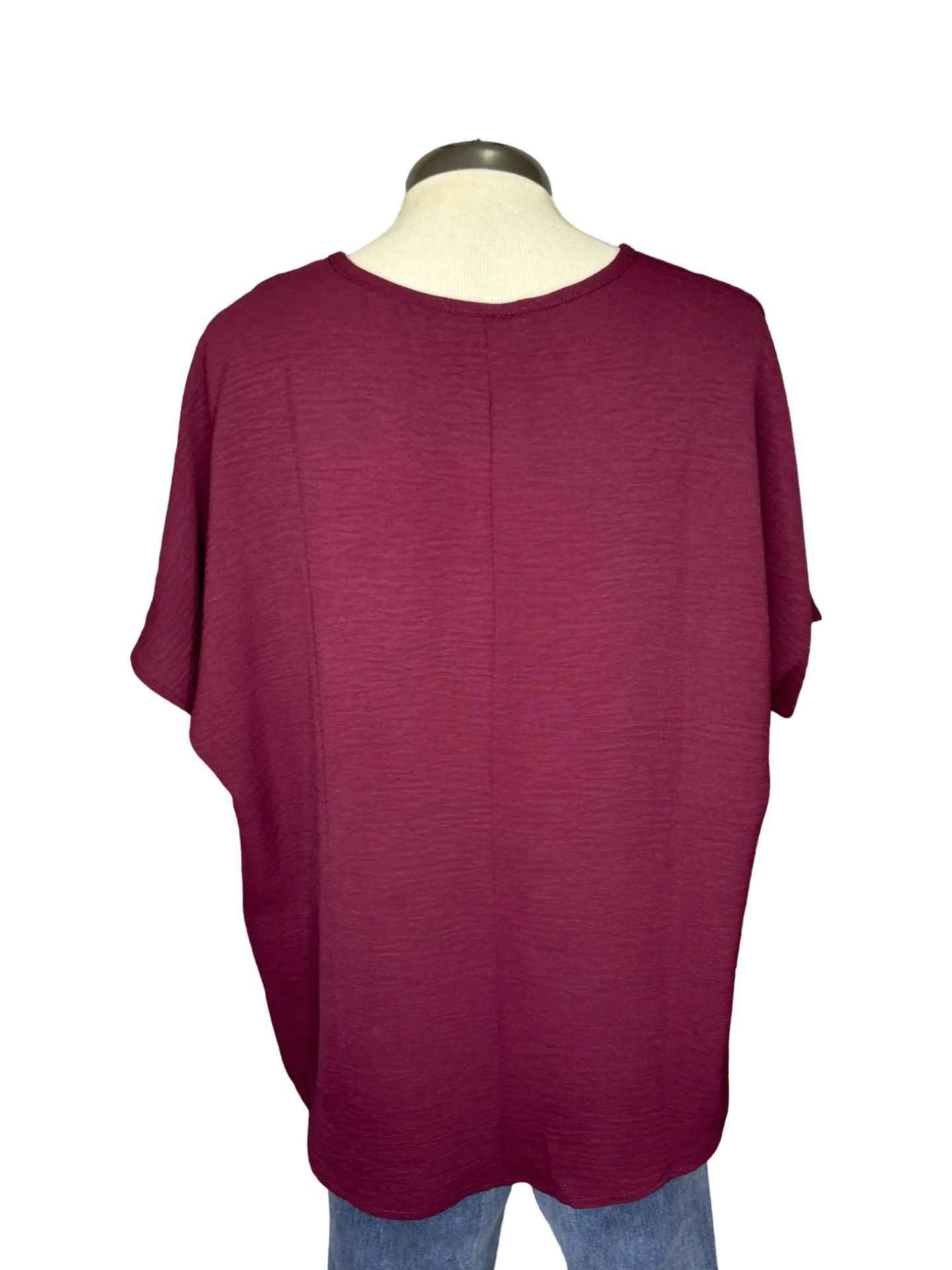 Burgundy V Neck Top