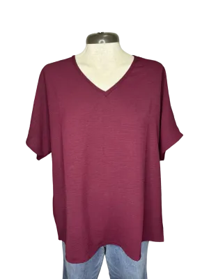 Burgundy V Neck Top