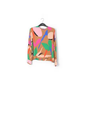 Camel graphic-print top