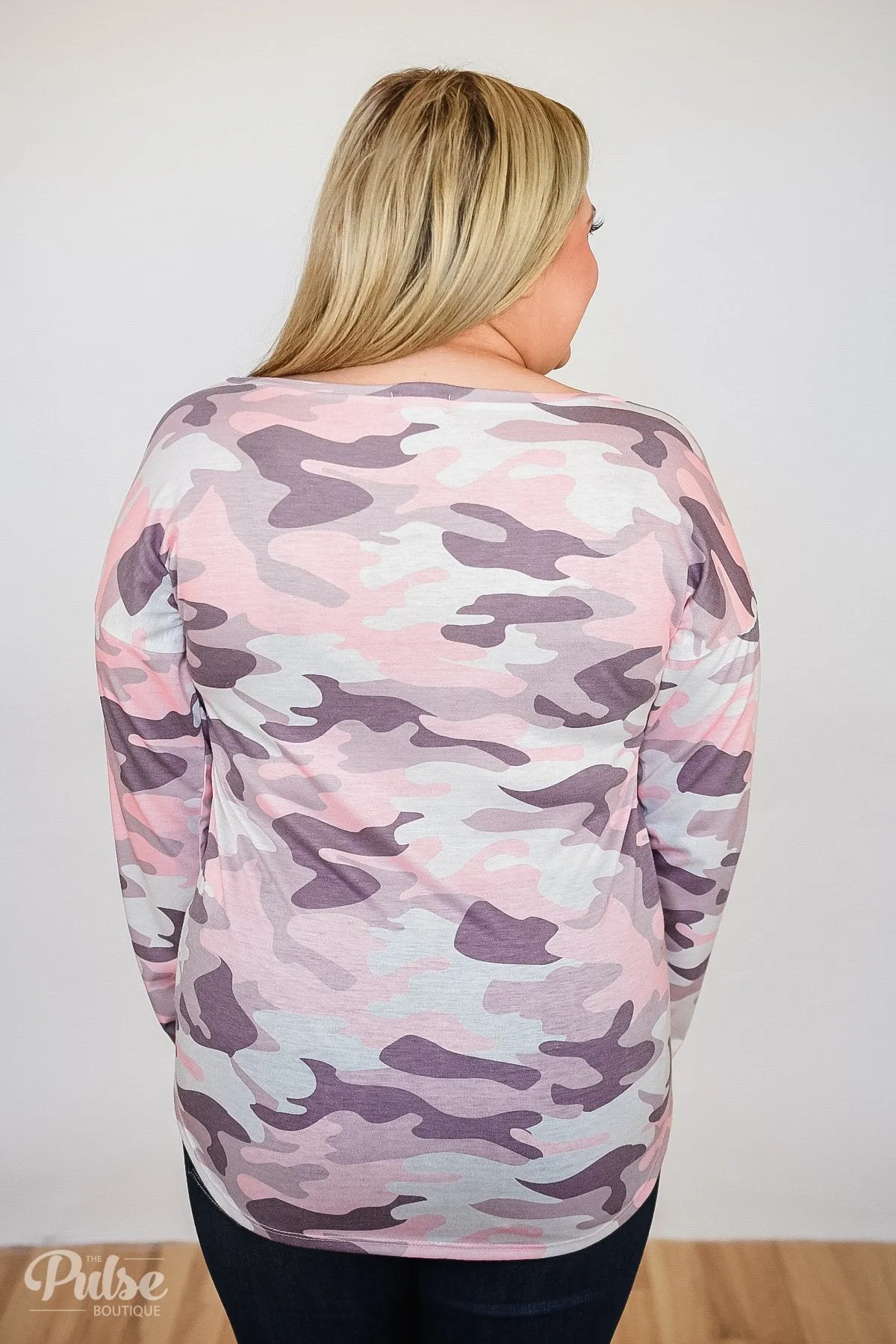 Can You See Me Now Camo Top- Pink