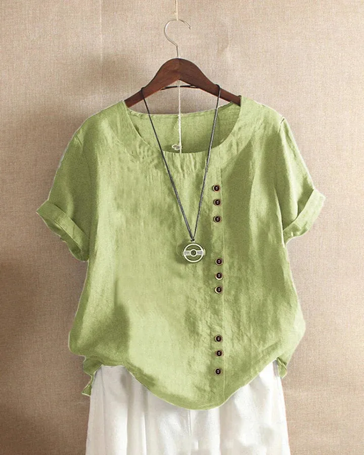 Carmella | Stylish Blouse with Round Neckline and Buttons