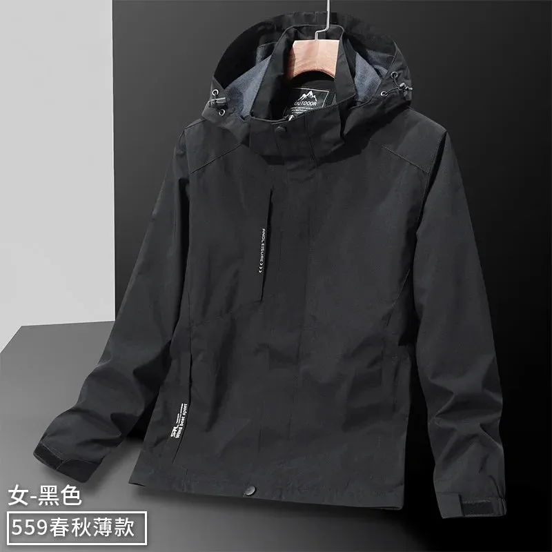 Casual Men's Lightweight Windbreaker Jacket Spring and Autumn Waterproof Work Hooded Sports Raincoat Unisex Camping Travel Coat