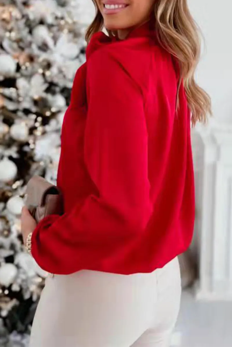 Casual Solid Split Joint Half A Turtleneck Tops