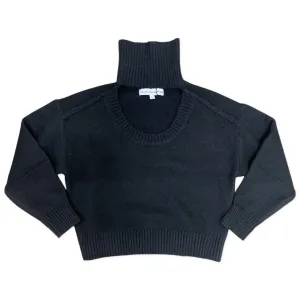 Central Park West Marti Neck Cutout Turtleneck - Black