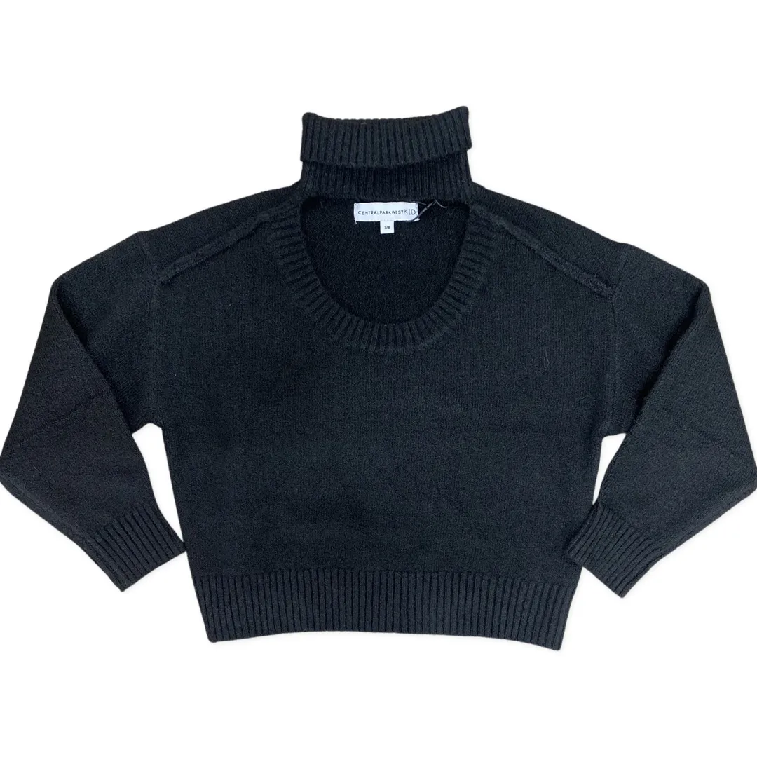 Central Park West Marti Neck Cutout Turtleneck - Black