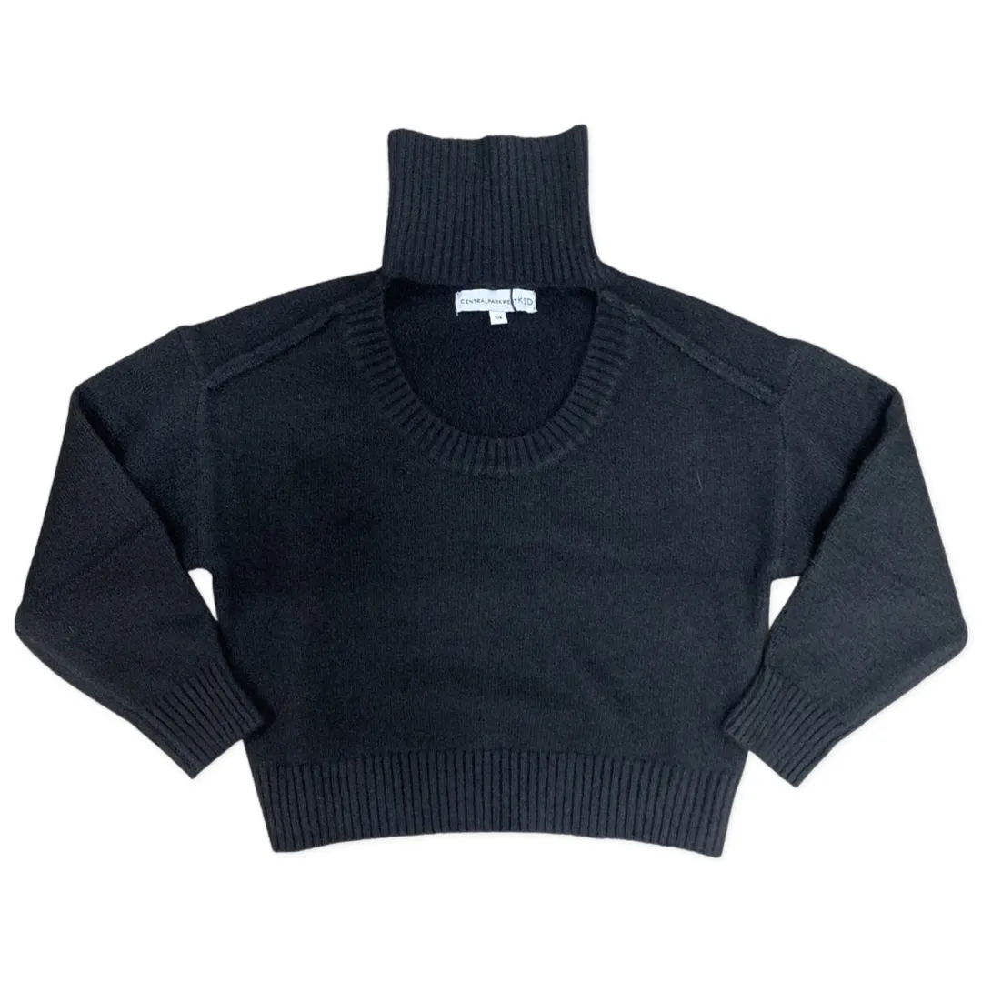 Central Park West Marti Neck Cutout Turtleneck - Black