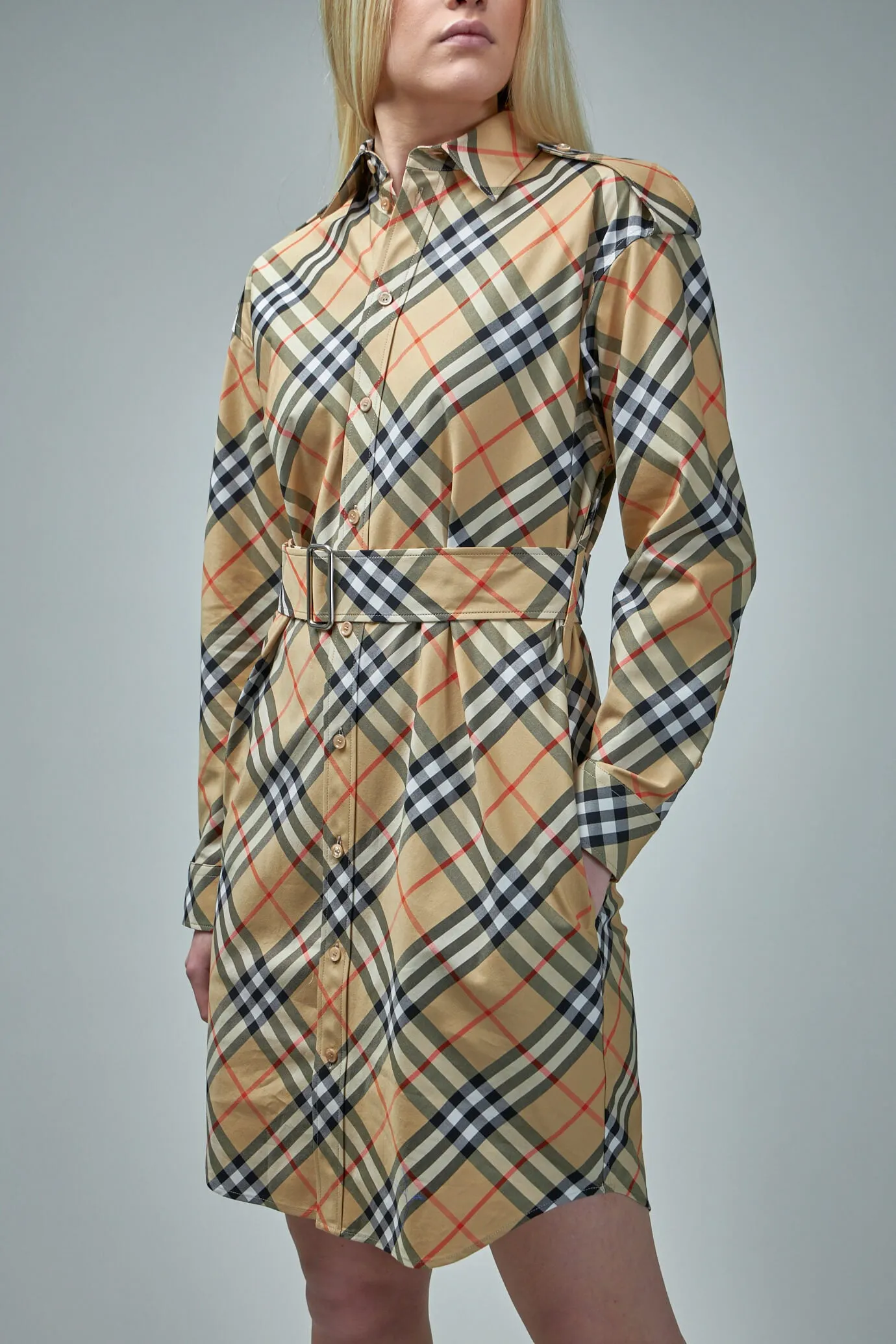 Check Cotton Shirt Dress