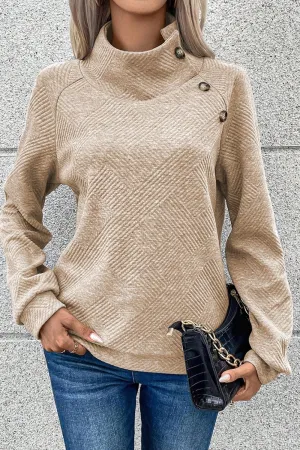 Clara Textured Turtleneck Long Sleeve Sweatshirt