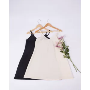 Combo offer- Set of 2 - A-Line Black & Ivory Skin Tone Cotton Slips for Dresses