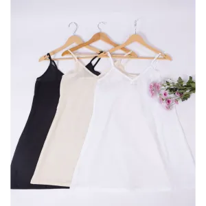 Combo offer- Set of 3- A-Line Black, Ivory Skin Tone & White Cotton Slips for Dresses