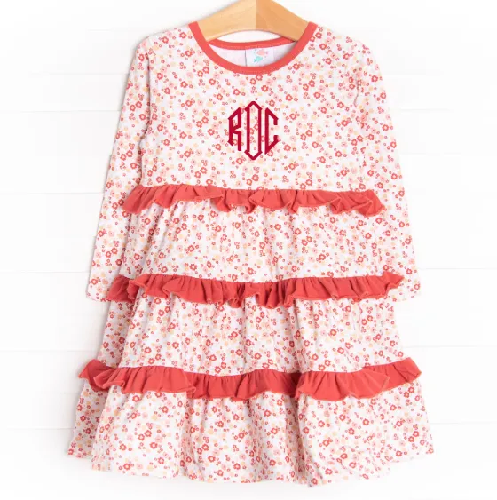 Crimson Camelia Twirl Dress, Red