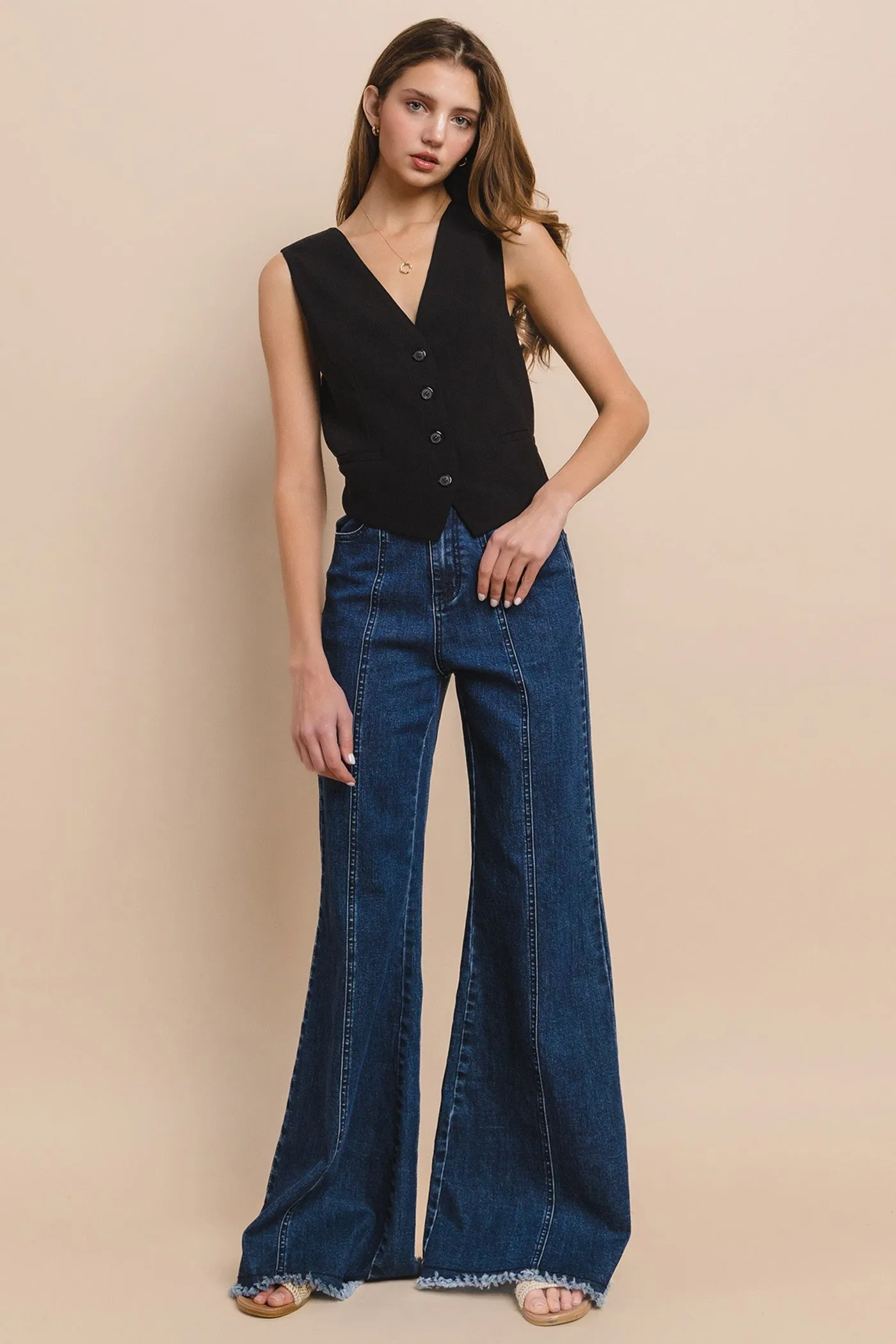 CRISS CROSS BACK DETAILED TAILORED VEST W6443JIA