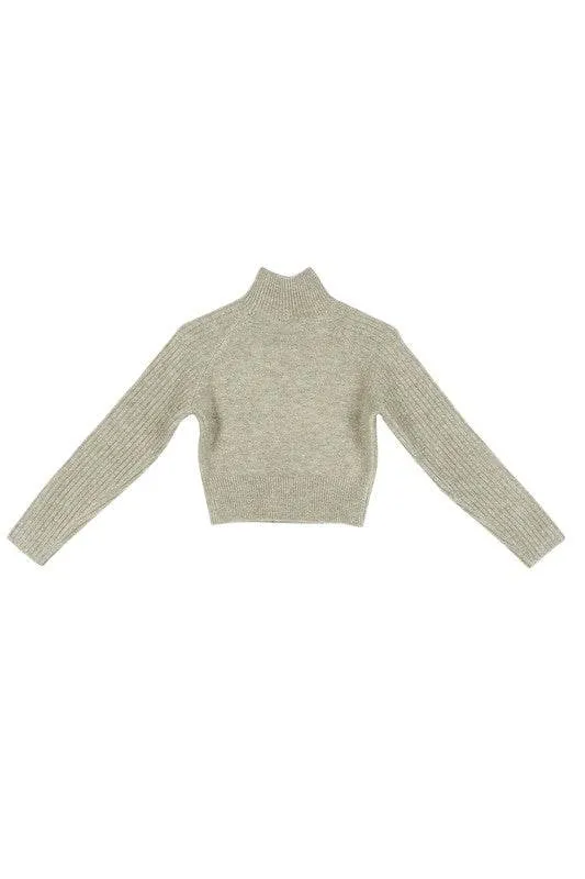 Crop mock neck sweater